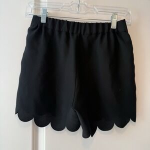 Madewell Black Scallop Hem Shorts Womens XXS Elastic Waist Pull On
